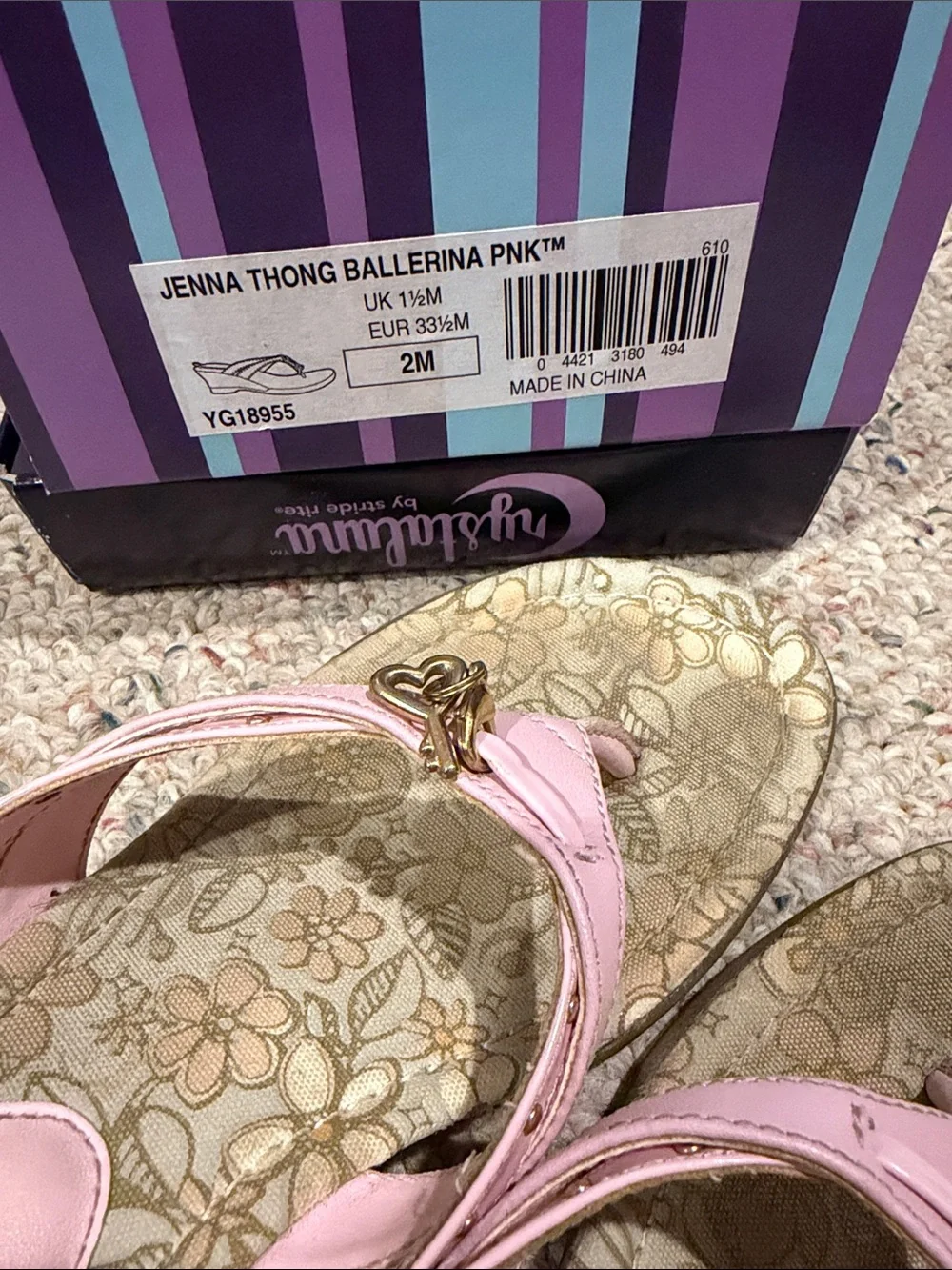 Girls' Pink Floral Slip-On Sandals